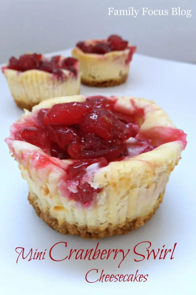 mini cranberry swirl cheesecakes