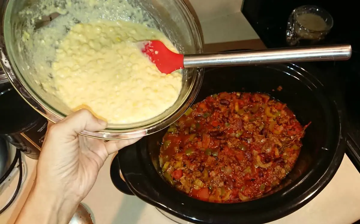chili with cornbread topping