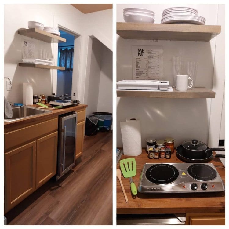 Roamstead cabin kitchenette 