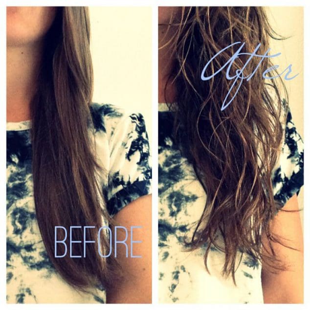 beach hair before and after