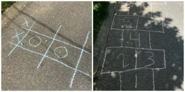 side walk chalk tic tac toe and hopscotch