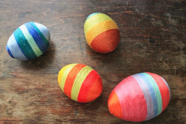 diy string easter eggs