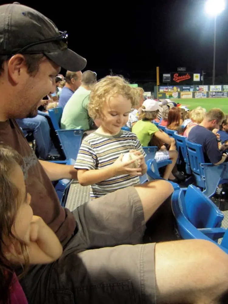 family at baseball game