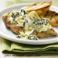 Spinach and artichoke topped chicken
