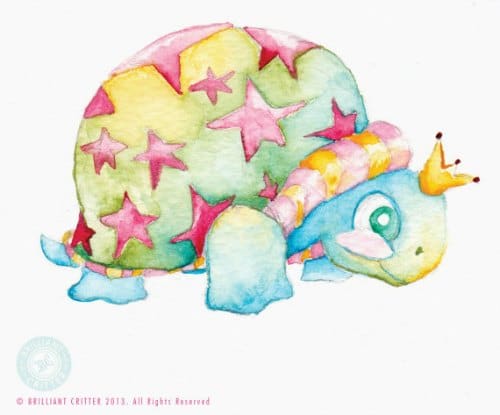 whimsical turtle original watercolor nursery art